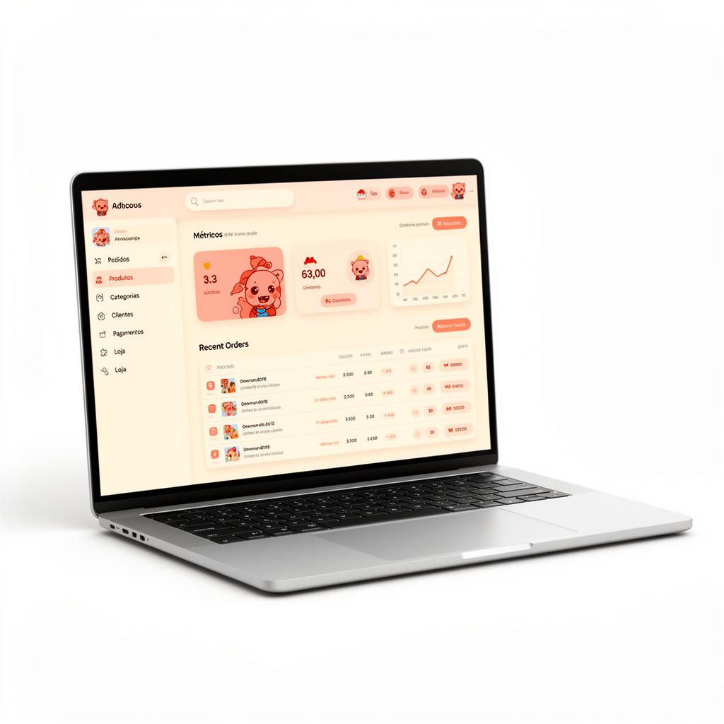 Mockup do menu do dashboard do lojista em laptop